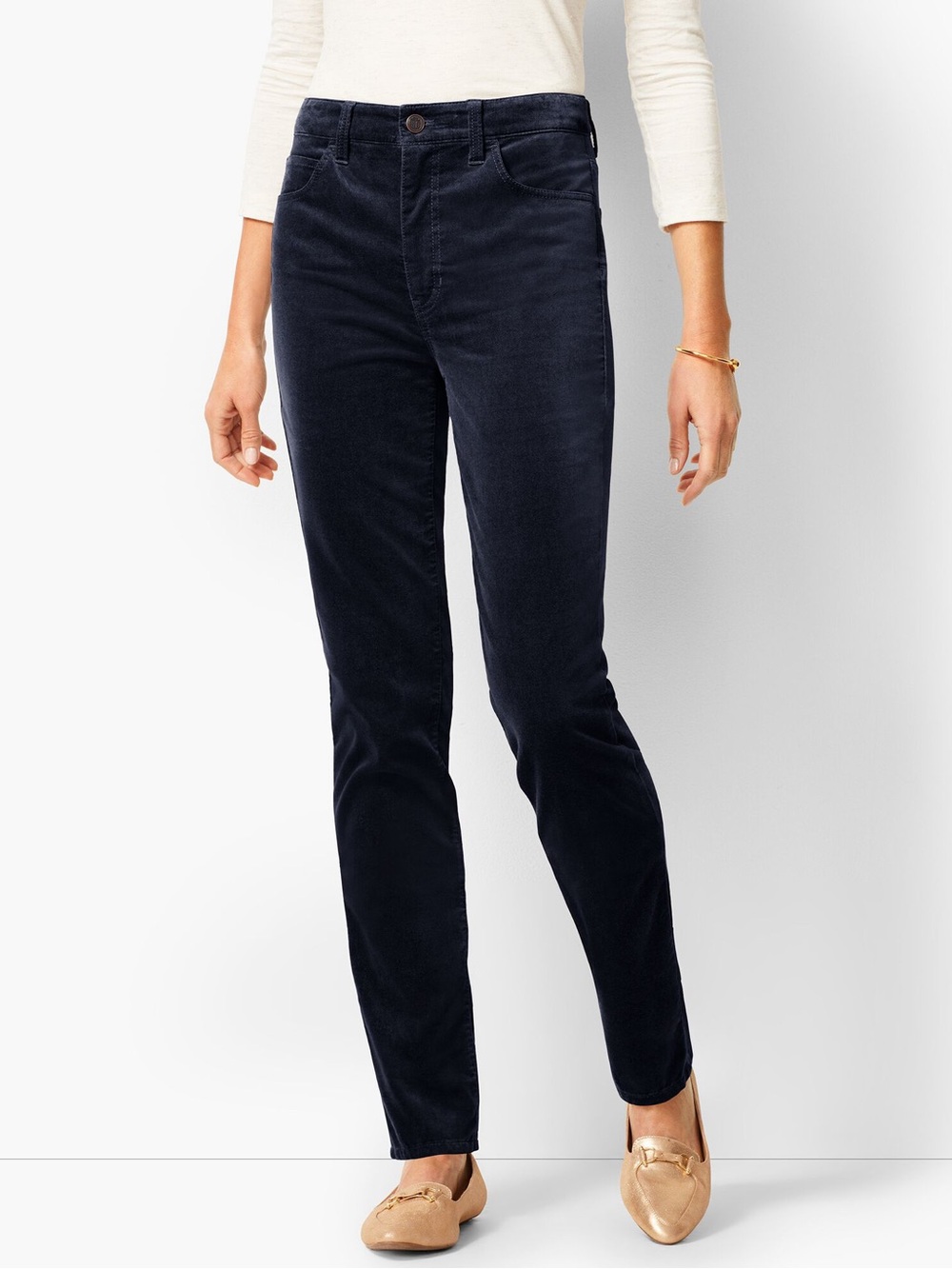 Talbots High Waist Straight Leg Velveteen Pants